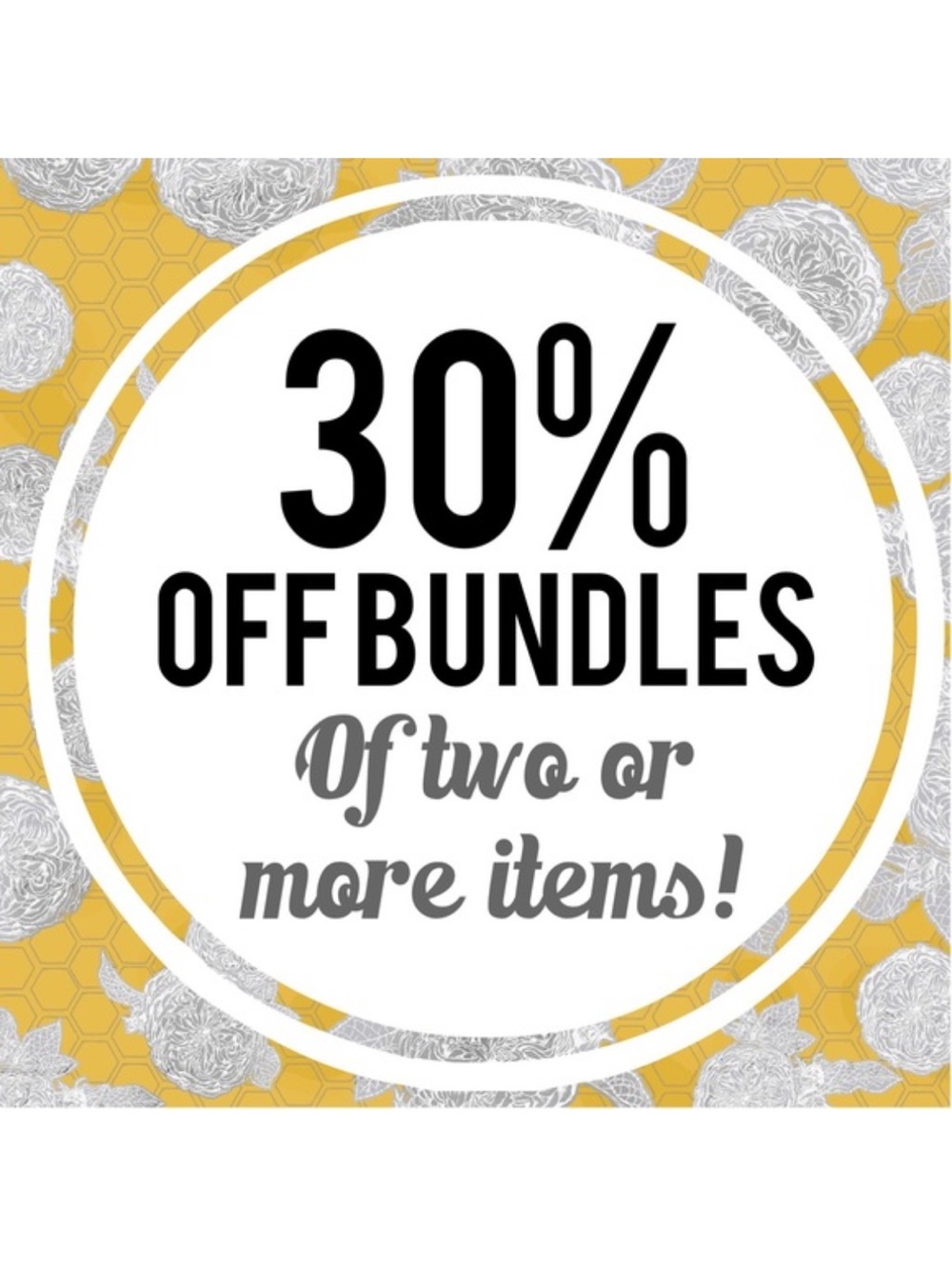 30% Off Bundles Promotional Sign - Yellow & White Graphic
